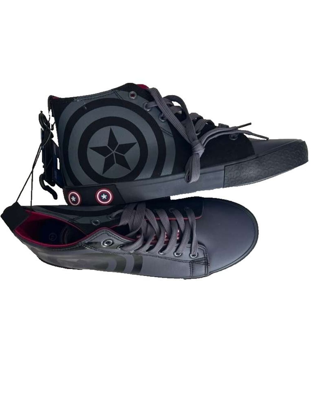 Marvel Captain America Men's Size 11.5 Dark Grey Hi-Top Lace Sneaker Shoes New